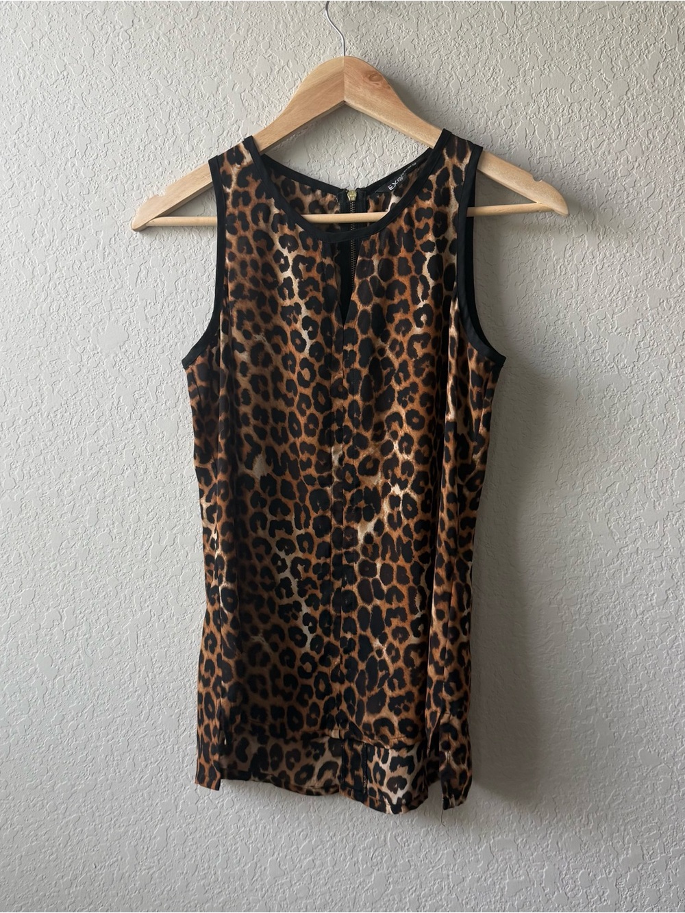 Express Leopard Print Sheer Shell in Brown and Black